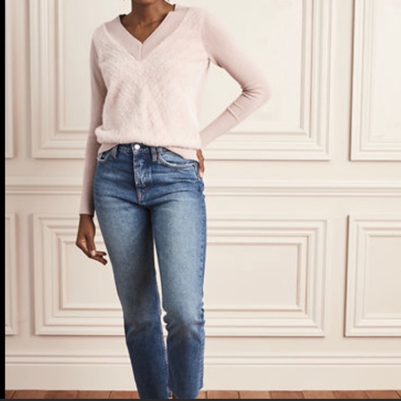 Stella and Dot Chevron V Neck Pullover in Blush- XL - Picture 1 of 6